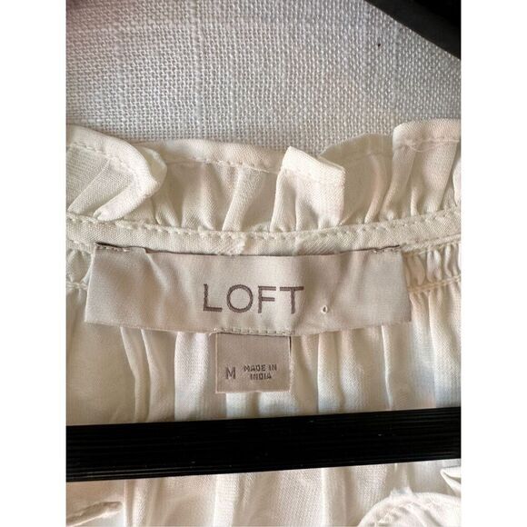 LOFT White Sleeveless Bubble Print Blouse Size Medium - Picture 3 of 8